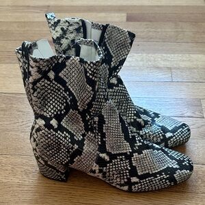 Aldo Black and White Snakeskin Ankle Boots